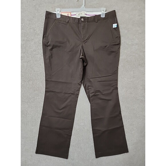 Old Navy Perfect Bootcut Pants Womens 16 Brown Low-Rise Favorite Khakis NEW - Picture 1 of 9